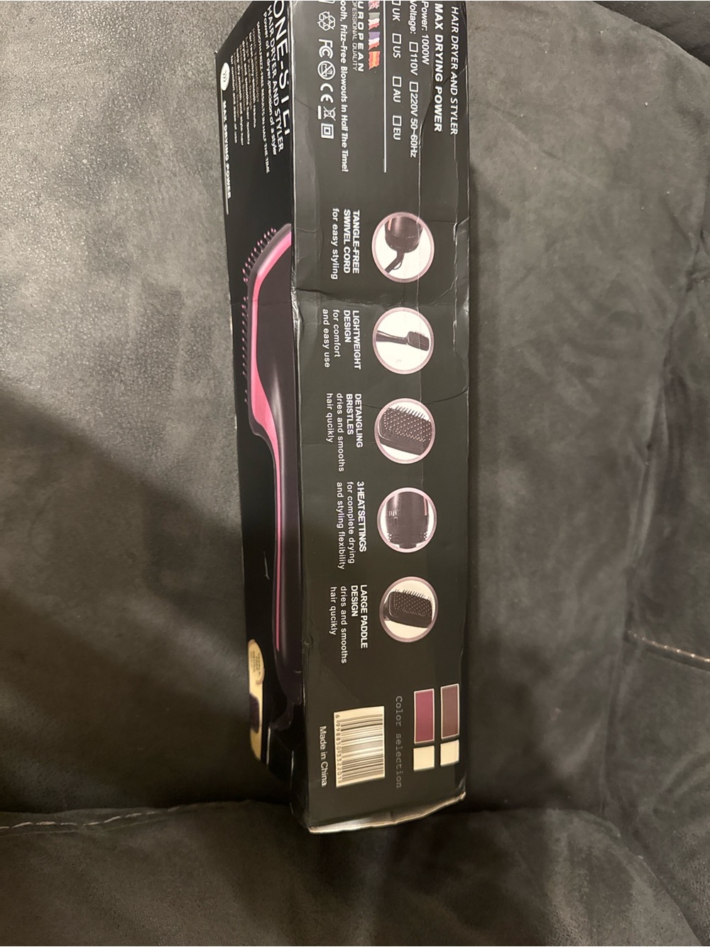 Women's Pink & Black Heated Straightening Brush - Unbranded